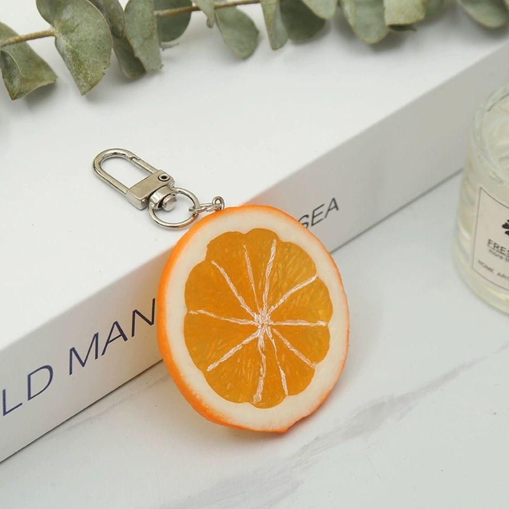 Food Lemon Slice Key Chain Orange Slice Simulation Food Key Ring Sweet Hot-dog Pendant Children