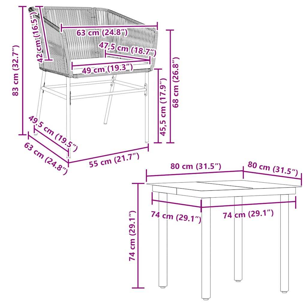 5 Piece Outdoor Dining Set with Cushions Brown Poly Rattan Glass Table