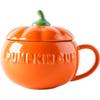 Chic Pumpkin Ceramic Mug with Lid & Spoon - Trendy, High-Value Breakfast Cup for Women
