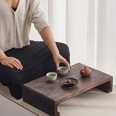 1pc Rectangle Wood Bed Table Trays with Foldable Legs, Coffee Table & Tea Table, Painted, for Meditation, Sitting On The Floor