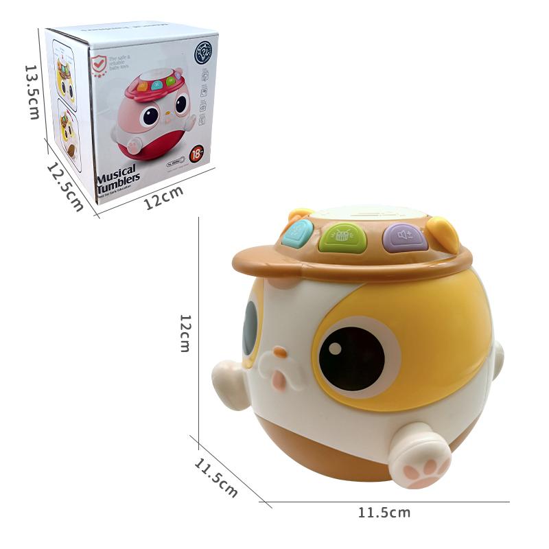 

5 in1 Baby Cartoon Hand Drum Toy Music Drum Toys Musical Dog Tumbler Toy with Light & Music Early Educational Toys for Kids Gifts жёлтый