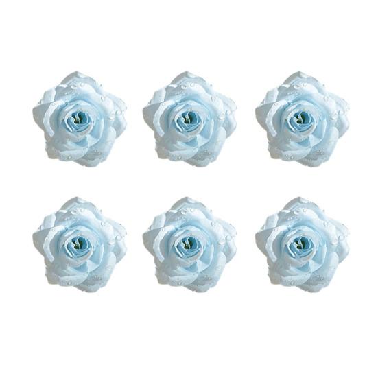6 Stück künstliche Tautropfen-Rose Real Touch Kunstseide Rosenblütenköpfe für DIY Hochzeitssträuße Party Heimdekoration