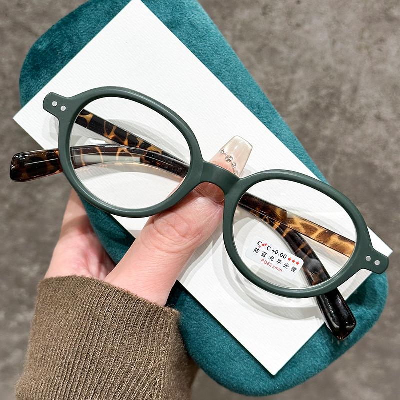 Green Tortoiseshell Oval Frame Reading Glasses Retro Small Presbyopia Eyewear Blue Light Blocking Eye Protection