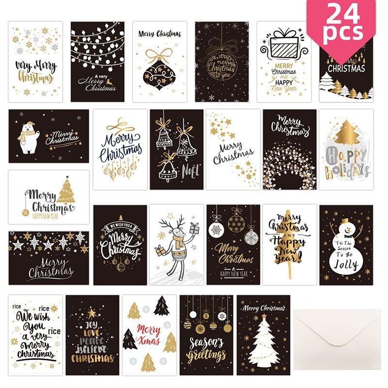 24PCS Christmas & Thanksgiving Greeting Card Set - Festive Holiday Designs for Gifts