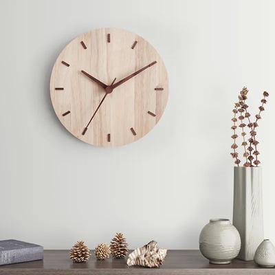 Decorative Clock Creative Nordic Simplicity No Drilling Solid Wooden Walls Clocks Home Livings Rooms Wall Clock Living Room Bedroom Decoration Layout