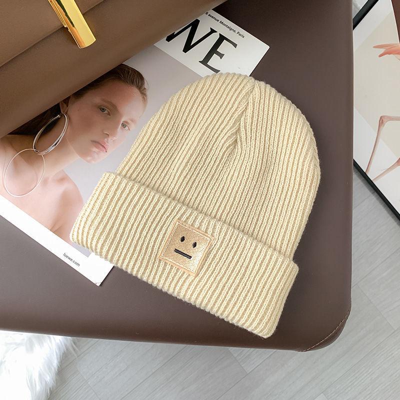 

College style wool hat women s tide knitted hat thermal hat autumn and winter versatile sweet cold hat elastic