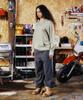 THEVINYLHOUSE Cut-Off Over Slub Hoodie Ls Tee (W) Khaki