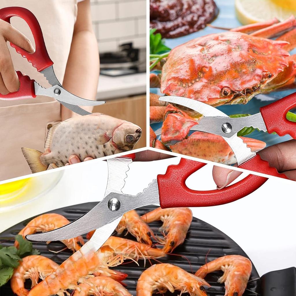 19 Pcs Seafood Tools Set, Crab Crackers And Tools Set, Include 4 Crab Crackers, 4 Shellfish/Seafood Forks, 4 Plastic Lobster Shellers, 4 Lobster Crab