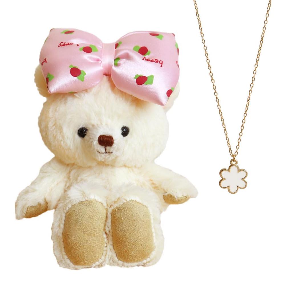 Petit Luu Ribbon Moco Flower Necklace Gift & (Strawberry, Normal)