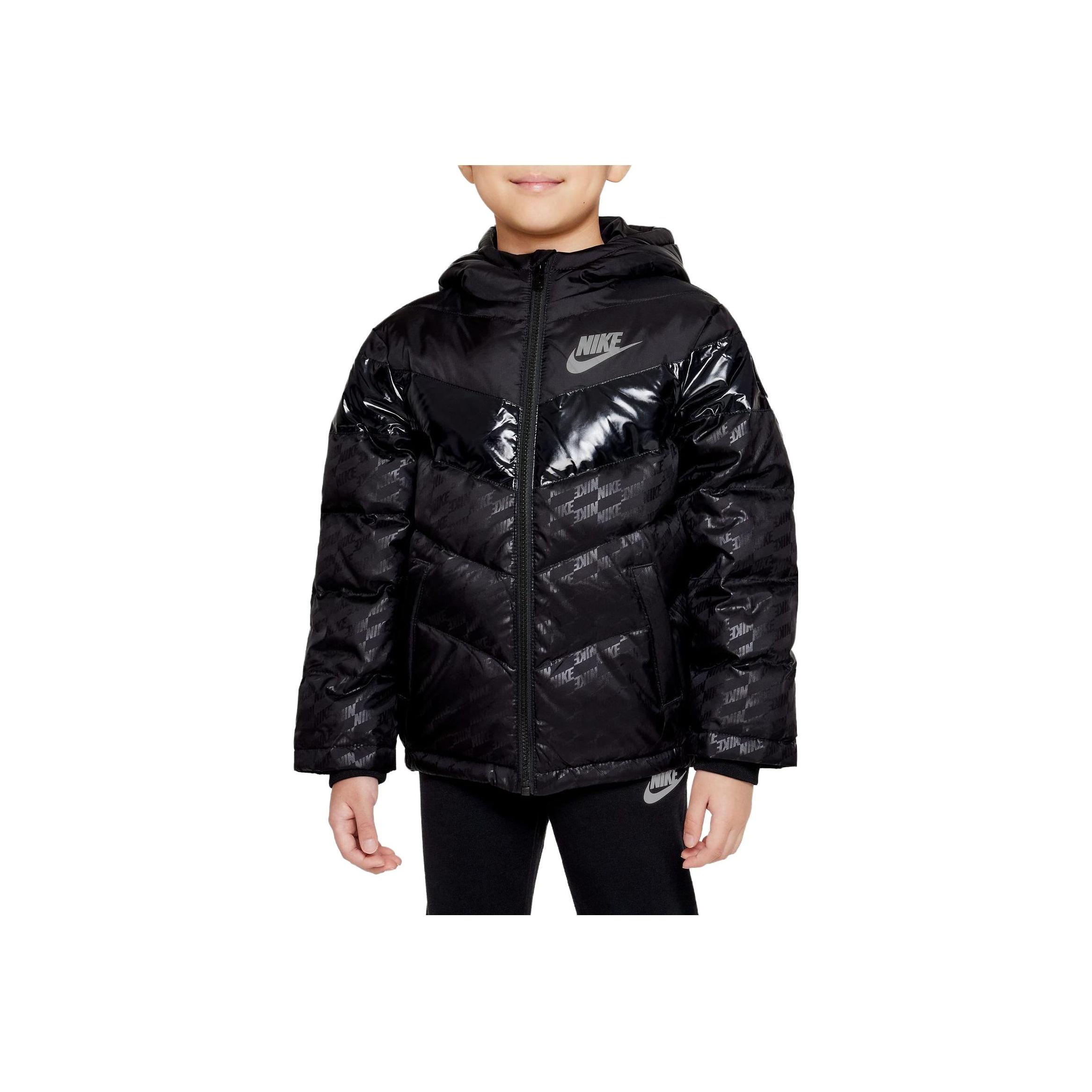 

Nike Down Jacket With Brand Logo Print And Zippered Hood Kids Jackets Black FB6831-010 S