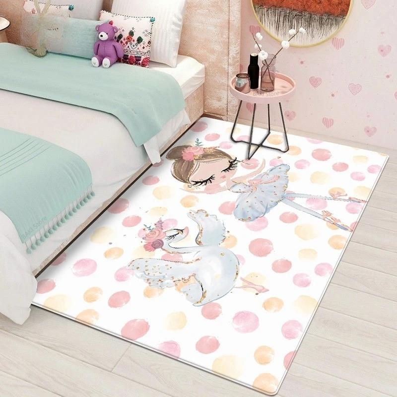 Cartoon Ballet Girl Carpet for Kids Room Kawaii Children's Room Carpets for Baby Girl Nordic Soft Bedroom Rug Floor Mats To Play