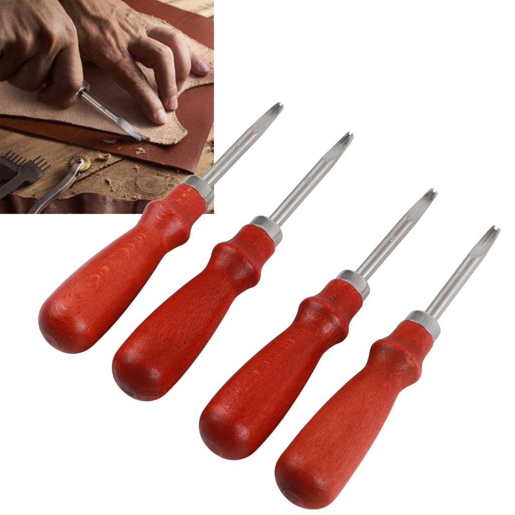 Leather Edger Professional Trimming Working Kit with Wooden Handle for DIY Craft Leather Cutting Leather Edger