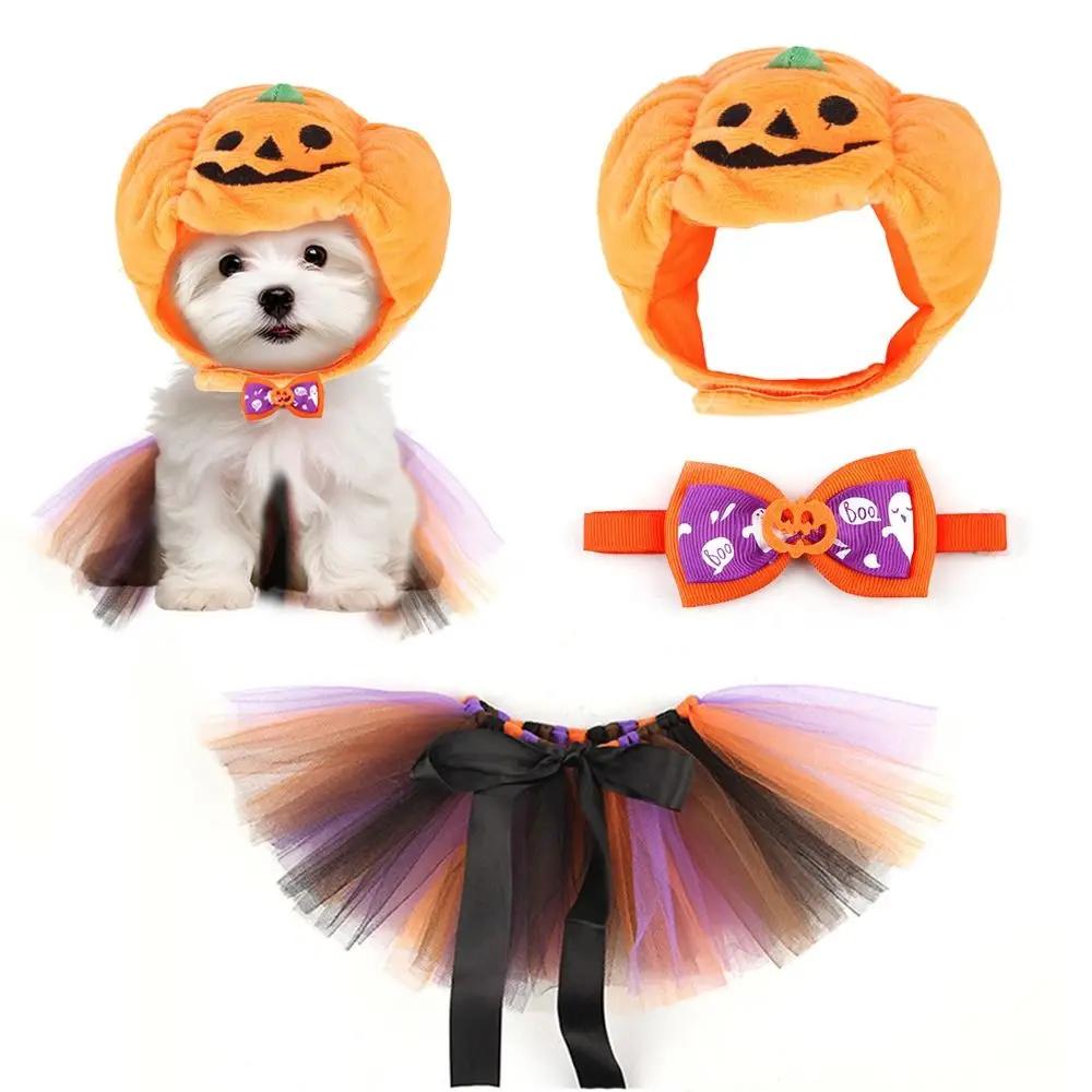 New Halloween Cat Collars Kawaii Elastic Pet Headwear Cute Pumpkin Dog Necklace
