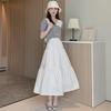 White High-Waist Slim Midi Skirt - Korean Style, Sweet & Elegant