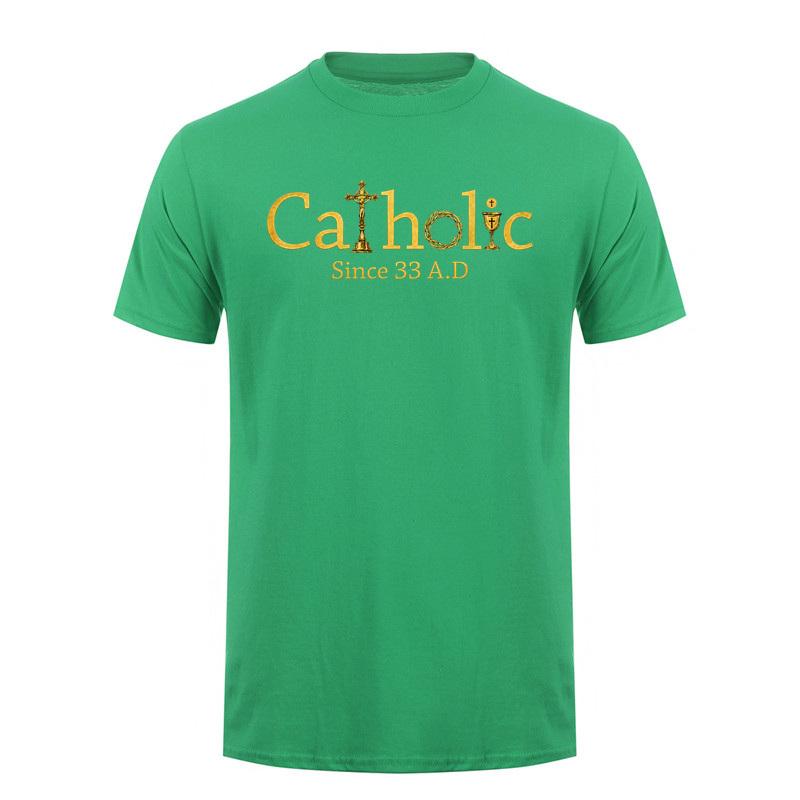 Catholic Since 33 Ad Christian T Shirt Jesus Crucifix Eucharist Faith Graphic Tee Religious Gift Tops Da335