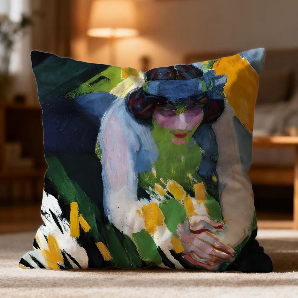 Fashion F-Ffrantisek Kupkaed Cushion Cover Soft Washable Pillow Case Multi-Scene for Couch Bed Travel Office Use