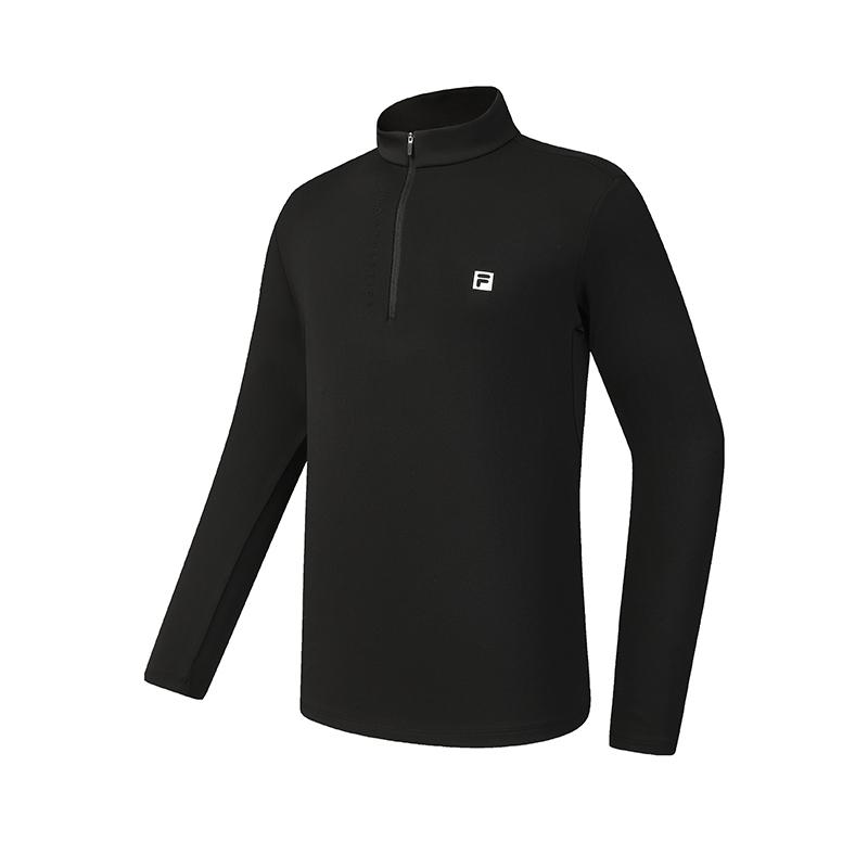 

FILA Fleece Version Warm Simple Sports Training Comfortable Versatile Knitted Long Sleeve T-Shirt Men Tops Deep-Black A11M611217FBK M