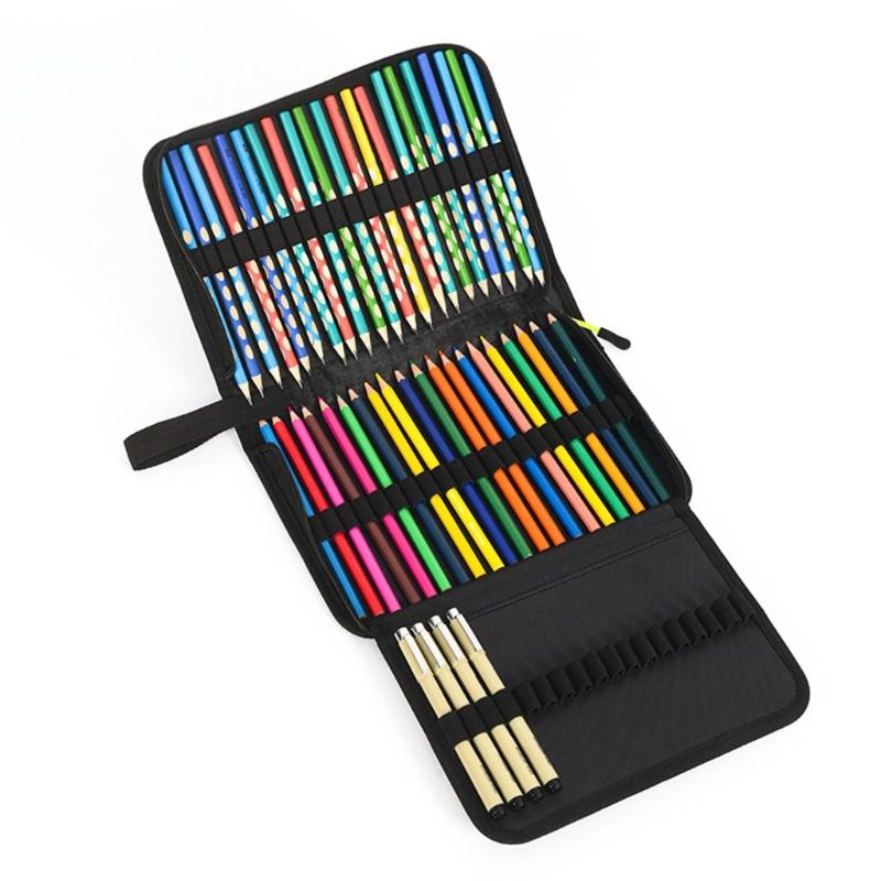 Drawing Pencil Case Large Capacity Pencil Case 60/72/100/120 Slots Coloring Pencil Holder Case Art Marker Carrying Case