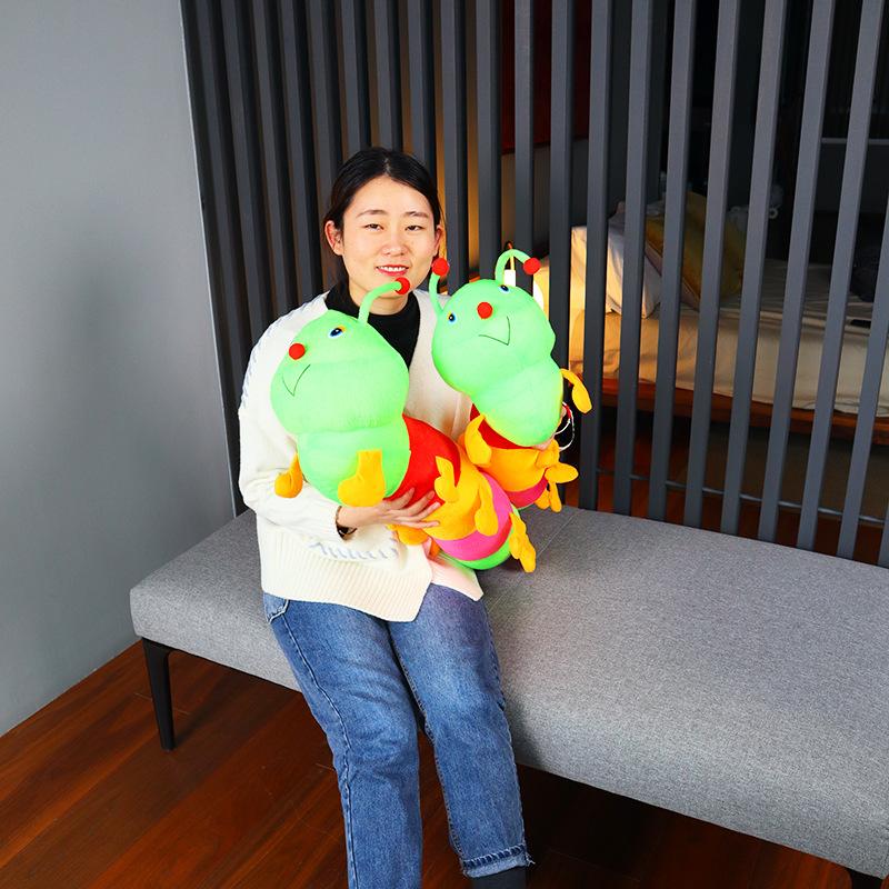 Large Cute Colorful Caterpillar Long Throw Pillow, Caterpillar Plush Toy Cushion Children's Doll
