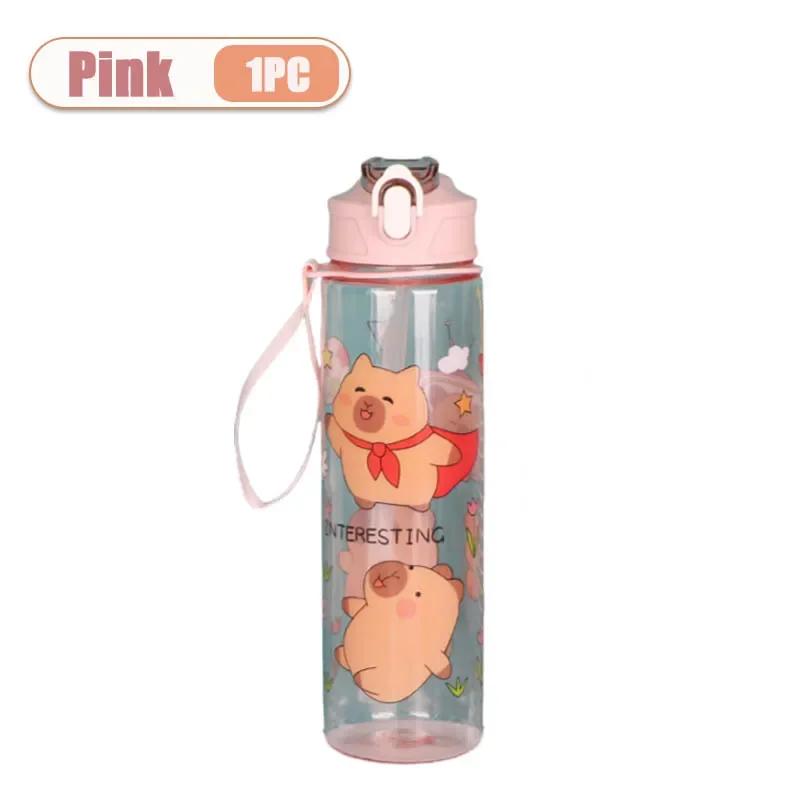 

750 мл Капибара Соломенная чашка Милая мультяшная бутылка для воды с ремешком для переноски Герметичная Портативная спортивная питьевая чашка Детская бутылка для воды