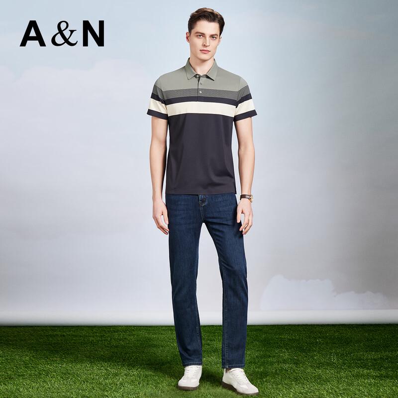 Men's Retro Stylish Stretch Short-Sleeve Polo Shirt with Silk Blend