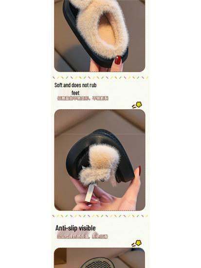 2024 Winter Cotton Shoes for Girls - Thick Warm Indoor/Outdoor Slippers for Medium To Large Babies - Year of the Horse Design