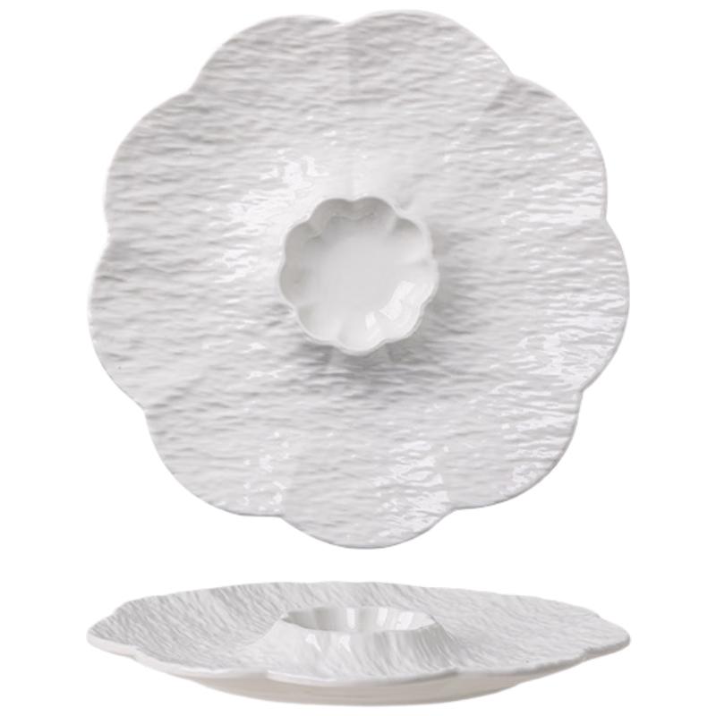 Ceramic Dumpling Plate with Sauce Compartment