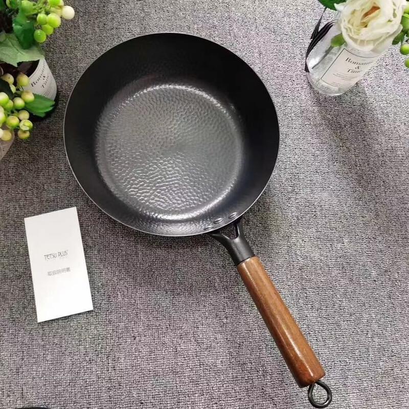 ZISIZ 28CM Uncoated Stainless Steel Stir-Fry Wok