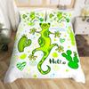 Lizard Warm Comforter Cover for Tens, Reptile Soft Duvet Cover Twin Sized Dimensions, Bohemian Paisley Batik Beding Set Exotic Animal Comfortable