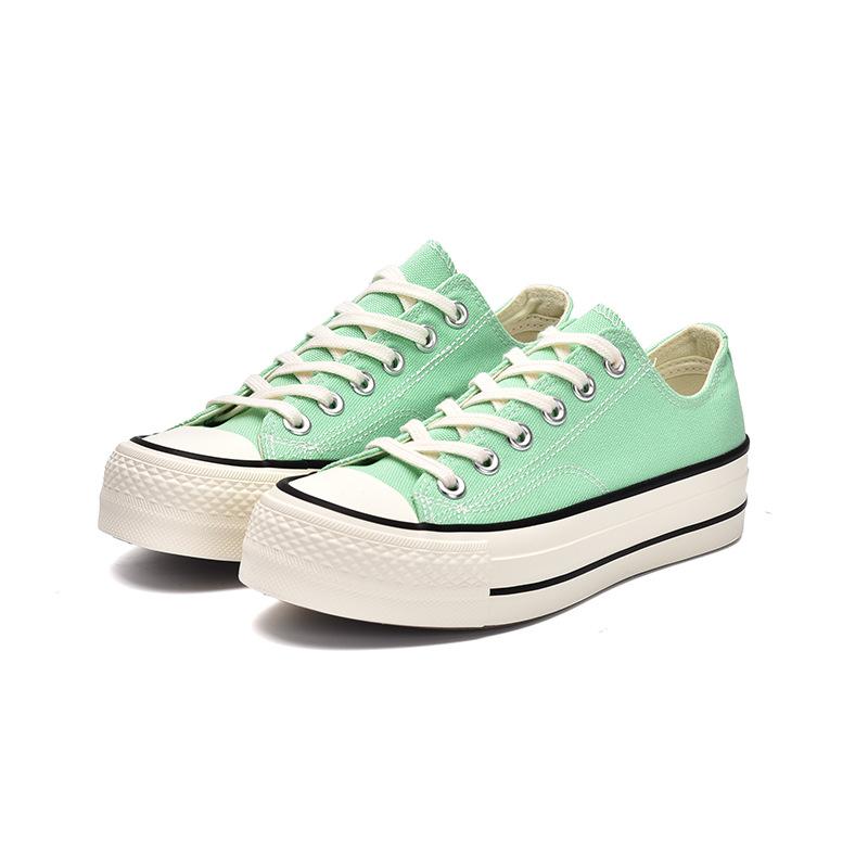 Clásico versátil para hombre y mujer, misma tendencia de moda casual para parejas, retro, color liso, suela plana, transpirables, caña baja, zapatillas de lona