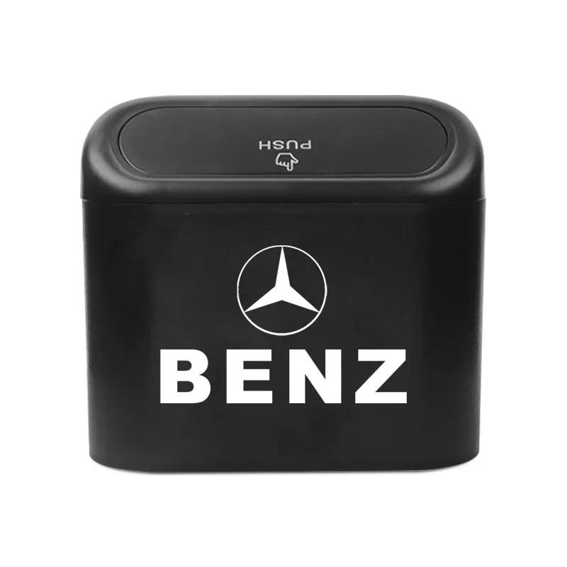 AAUT1 Car Trash Can Storage Box Vehicle Multifunctional Garbage Dust Case Stickers For Mercedes Benz A B C E S AMG CLA CLK GLA