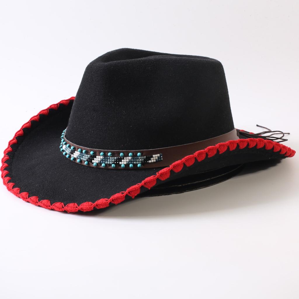 Popular European and American classic retro western cowboy hats, men's and women's fashion high-end peach heart top hats