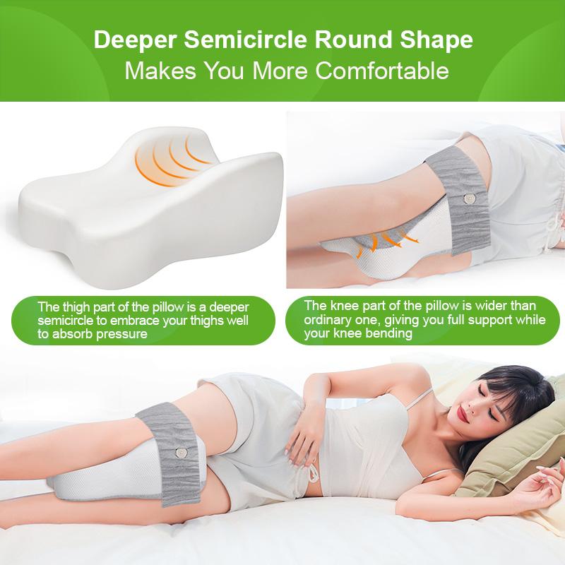 Long 14”Knee Pillow for Side Sleeper Fully Support Thighs and Knees for Required Knee Separation- Leg Pillow - Large, Gray