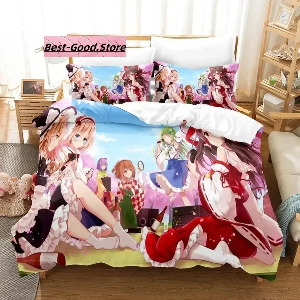 

Touhou Project Bedding Set Duvet Cover Sheet Printed Bed Set Pillowcase Bed Full Queen King Size Comforter Bedroom 135x200cm