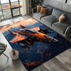 Cartoon 3D Space Spitfire Aircraft  Air Force Jet Fighter Carpet Rug for Living Room Bedroom Sofa Decoration,Non-slip Floor Mat