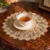Heat Resistant Coasters for Dining Table Round Floral Lace Doily, Embroidered Coaster Place Mat, Insulating Foldable Kitchen Retro Doilies Teapot Vase