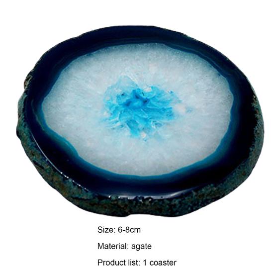 Yousheng Polished Dyed Coaster Compact Stone Natural Agate Sliced Coaster Desktop Decor