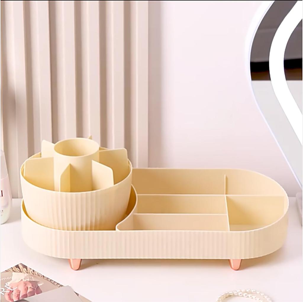 Rotating Makeup Organizer Vanity Cosmetic Brush Holder 360 Degree Spin Storage Box without Lid