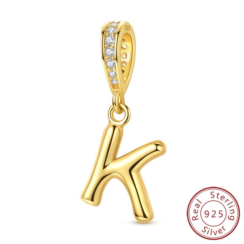 Dekorative Charms Perlenelemente Echtes Kupfer A-Z Alphabet 26 Buchstaben Charm Dekorationen Anhängerstück Geeignet Für Authentischen Armreif Armband