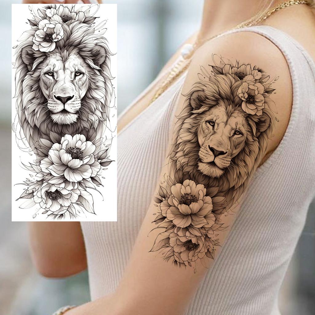 1 Sheet Realistic Fake Tiger Temporary Tattoos Sticker For Men Women Adults Water Transfer Transferable Tattoo Sleeve Waist Arm