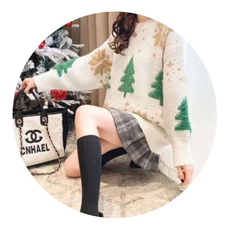 2026 Retro Japanese-Style Plus Size Red Christmas Sweater for Women