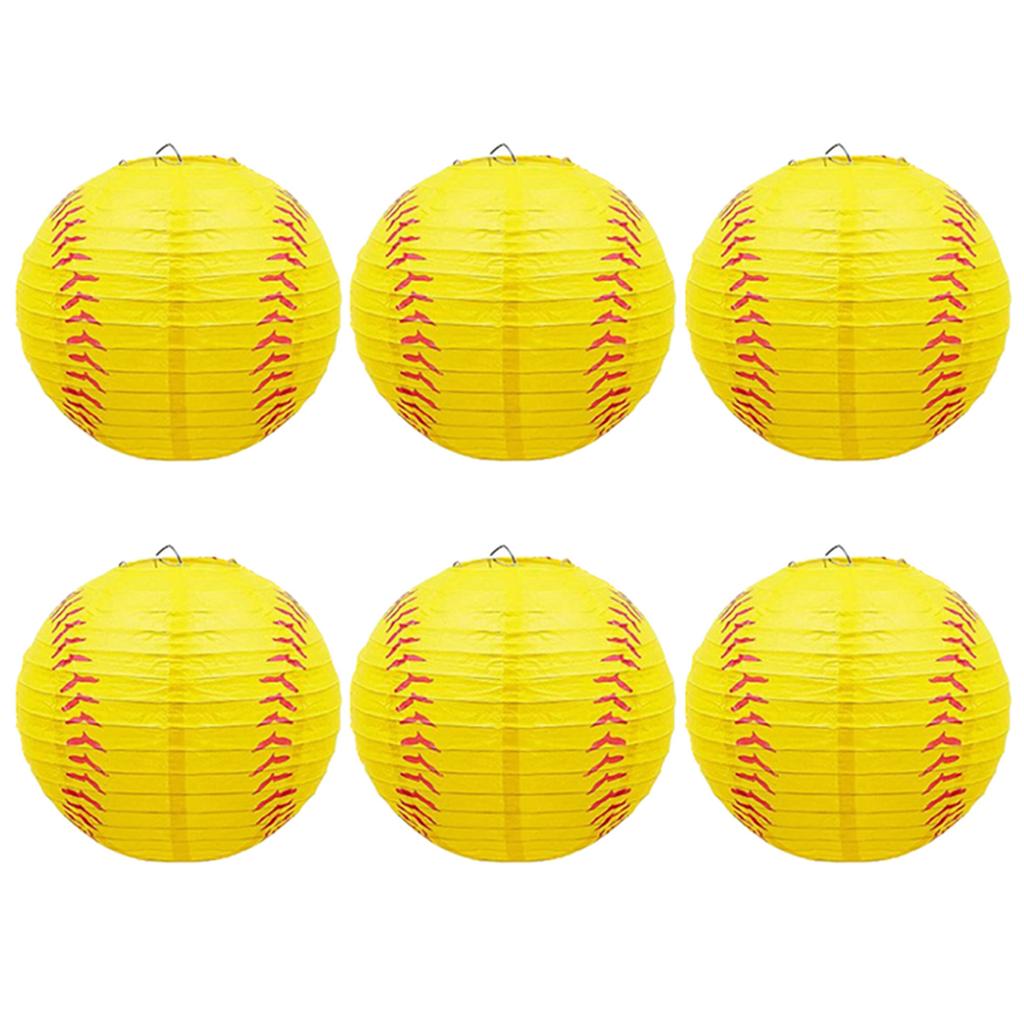6 szt. Papierowe Lampiony Piłkarskie Baseballowe Sportowe Dekoracja Wisząca na Imprezę Urodzinową o Motywie Sportowym i Dekoracje Stołu