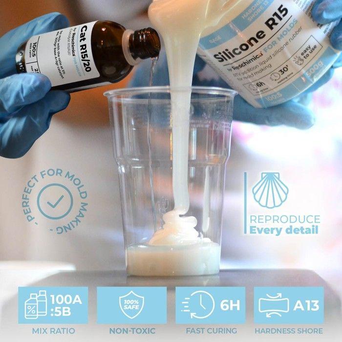 Caoutchouc de Silicone - R15 - 500 gr - Durcissement Rapide - Haute Résistance - Polyvalent