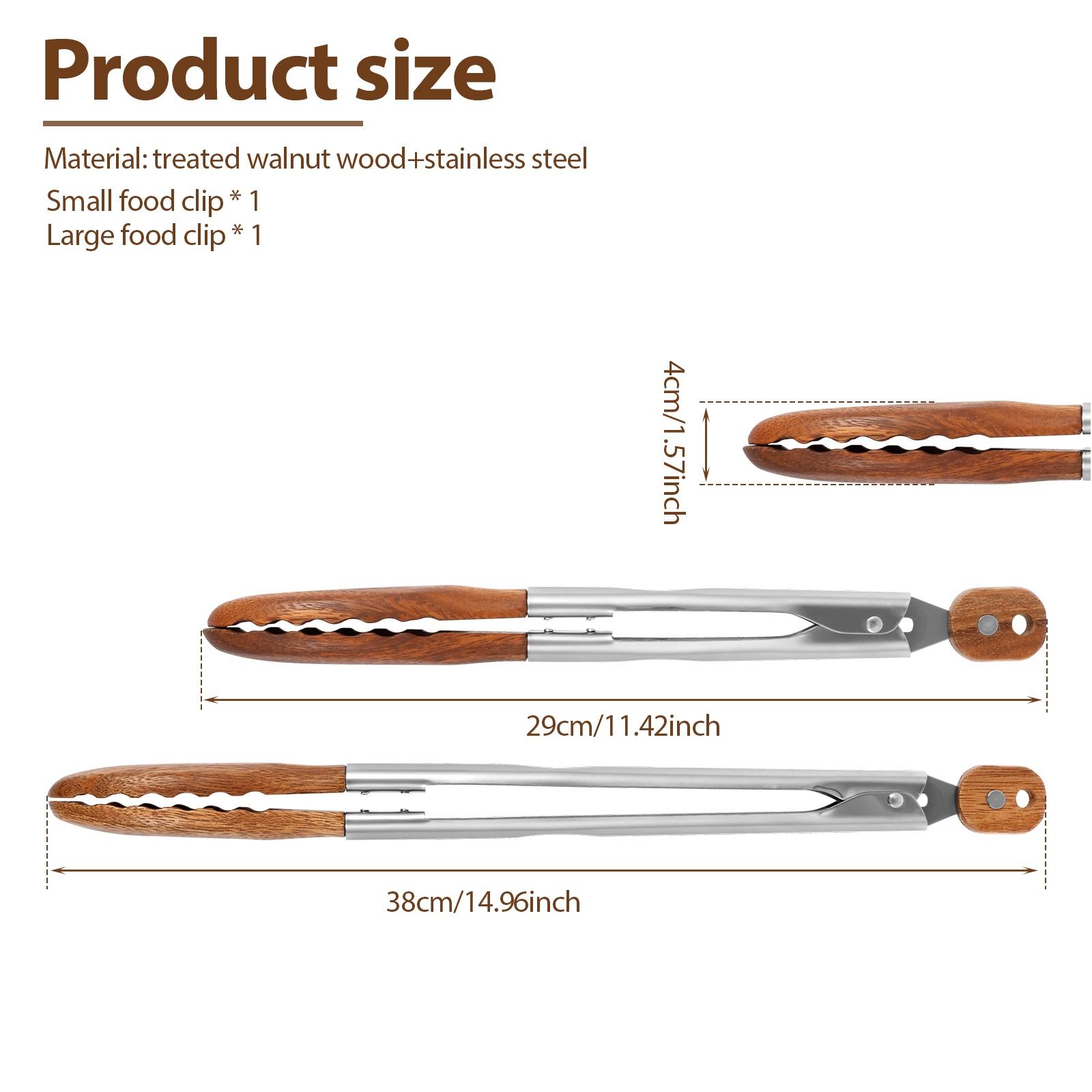 2Pcs Stainless Steel Food Tong Kitchen Cooking Clip Outdoor BBQ Grilling Tong Baking Burger Flipping Tool Buffet Dining Clip