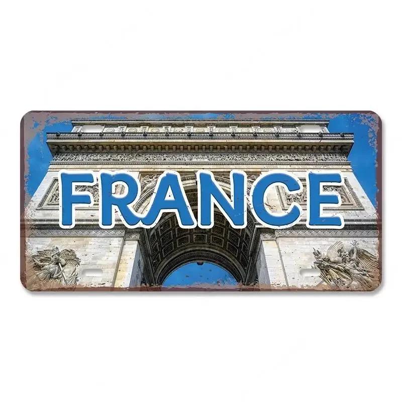 Vintage Metal Tin Signs Decors Country Capital City License Plate Retro America France Brazil Turkey Metal Posters Cafe Club Bar