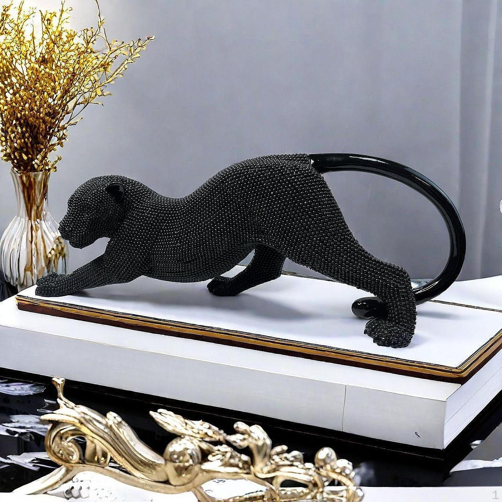 

Статуя леопарда, скульптура животного, произведение искусства, подарочная коллекция, статуэтка из смолы, украшение для рабочего стола чёрный