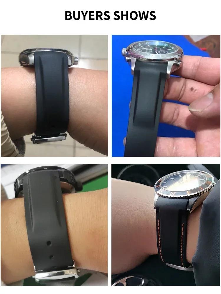 Replace Original Arc Interface Silicone Rubber Watchbands for Omega New Seahorse 300 Universe Super Seiko Hamilton Watch Strap