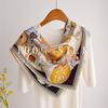 [Flower Dill Fireworks Pattern] Korean Version of 65 Mulberry Silk Square Scarf Spring New Women's Light Luxury Heavy 100% Silk Scarf