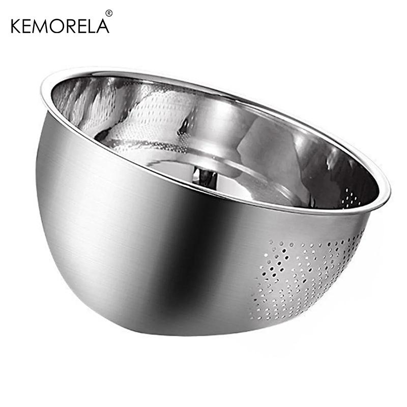 

1PC Rice Washing Bowl Stainless Steel Drainage Basket Slanted Bottom Rice Washing Basin Colander Basket For Vegetable Fruit Rice