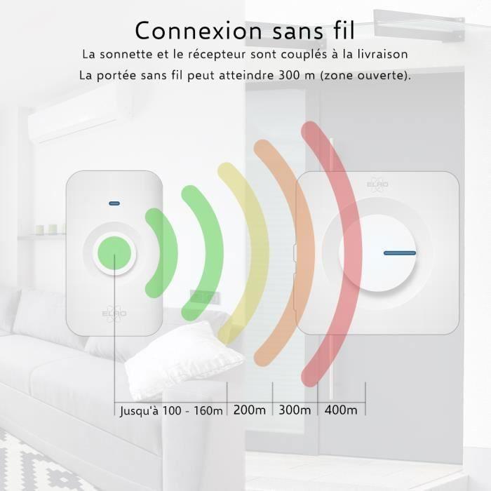 Sonnette de porte sans fil elro db3000 - 64 mélodies - 300m - blanc